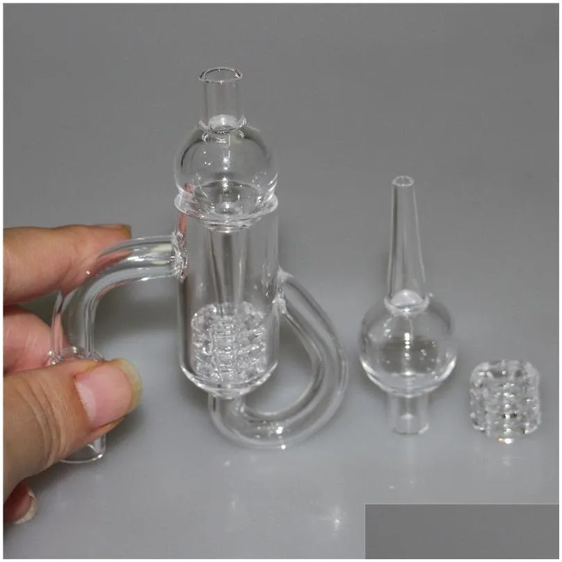 smoking set quartz diamond loop banger nail oil knot recycler carb cap dabber insert bowl 10mm 14mm 19mm male female for water pipes ash catcher dabber