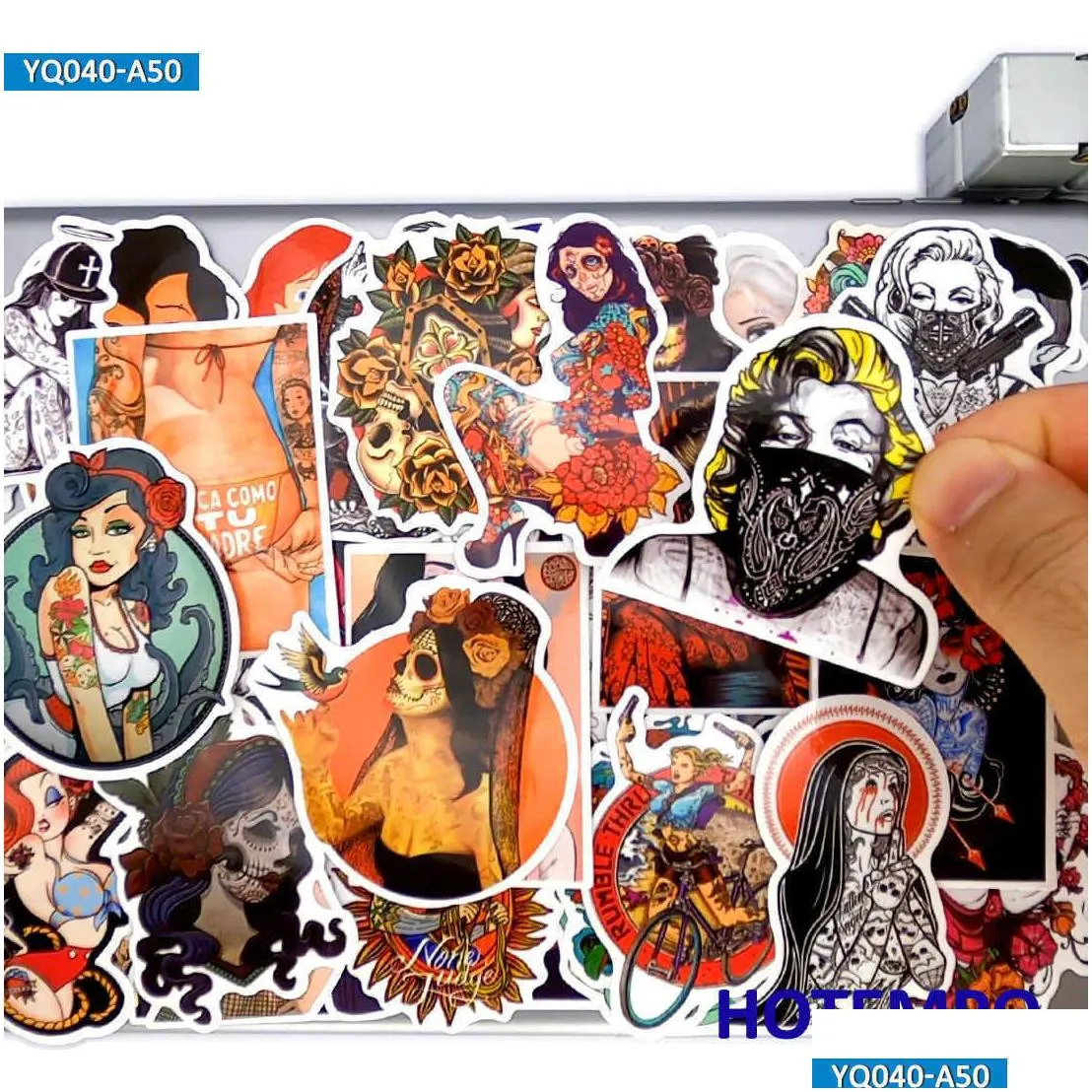  50pcs sexy beauty tattoo girl princess style stickers pack for diy phone laptop luggage guitar skateboard bike car anime sticker