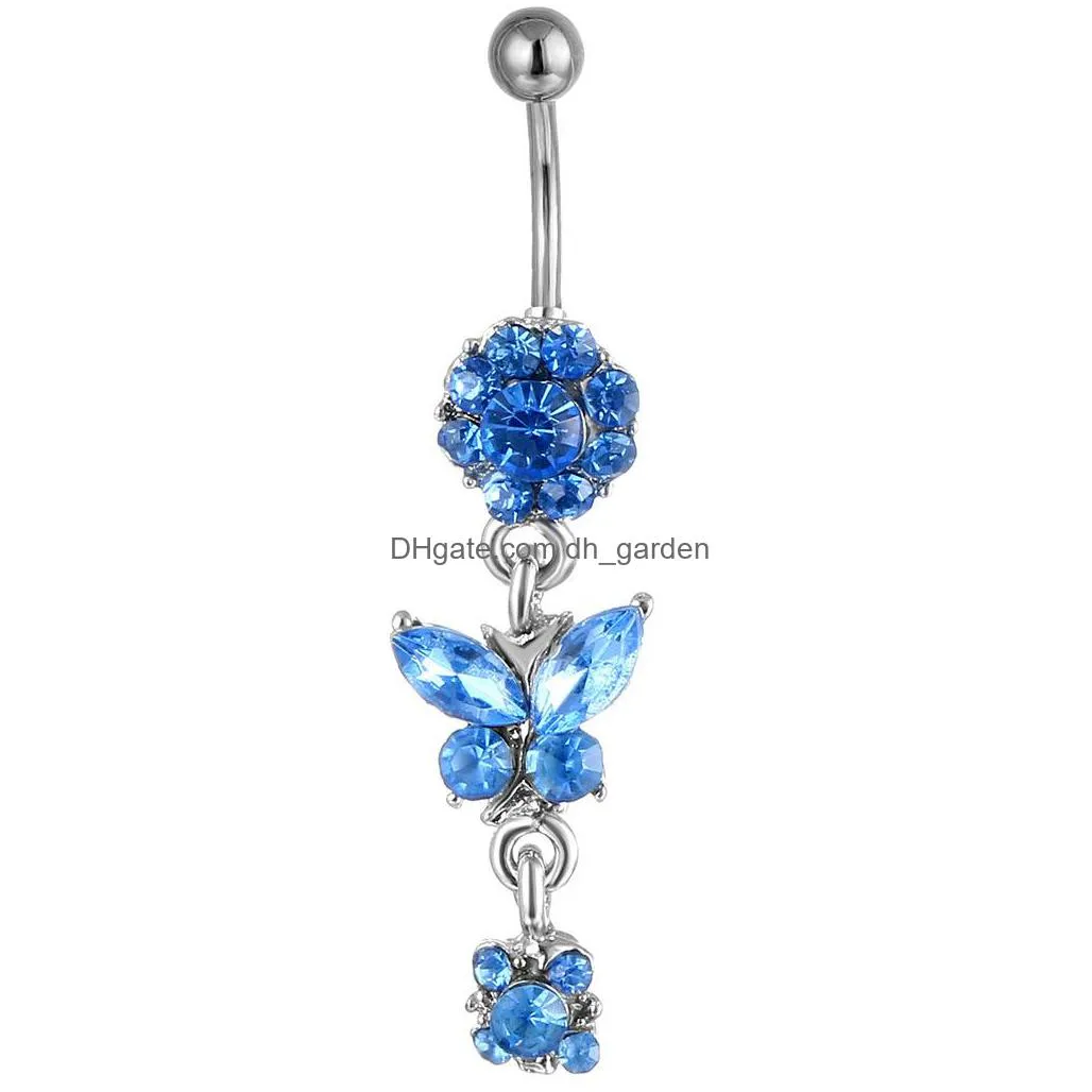 d0491 4 colors aqua.color bowknot style belly button ring navel rings body piercing jewelry dangle accessories fashion charm 20pcs