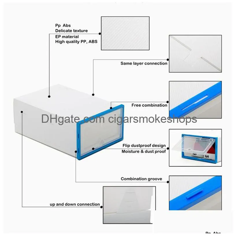 6pc transparent storage boxes thickened dustproof shoes organizer box can be superimposed combination shoe cabinet q1130