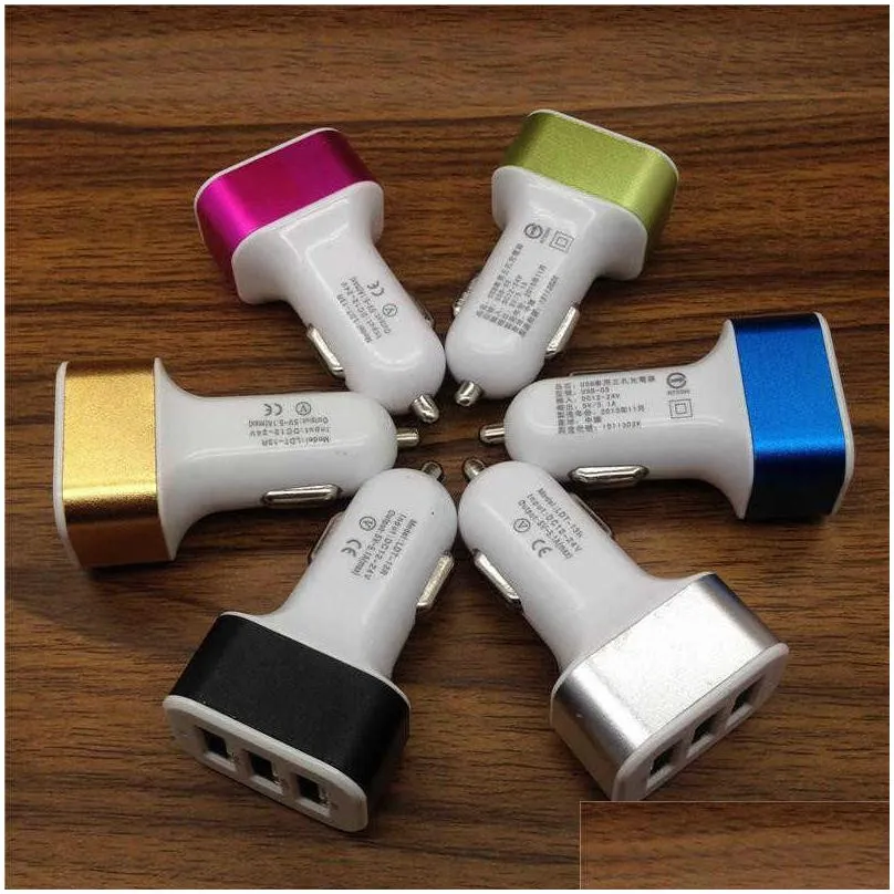 usb car  5v triple usb 3 port car  driving adapter power bank for universal phone 3 port phone  adapter arrive