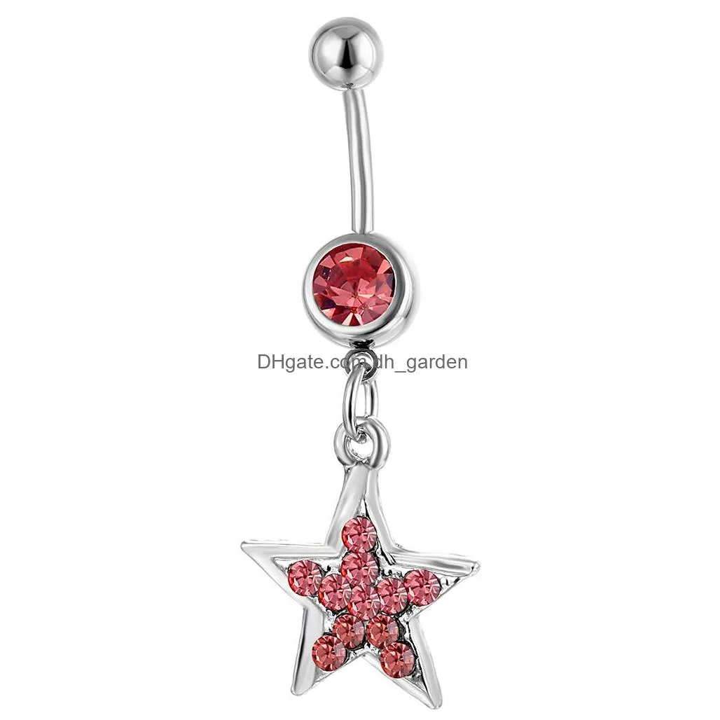 d0362 star belly navel button ring mix colors