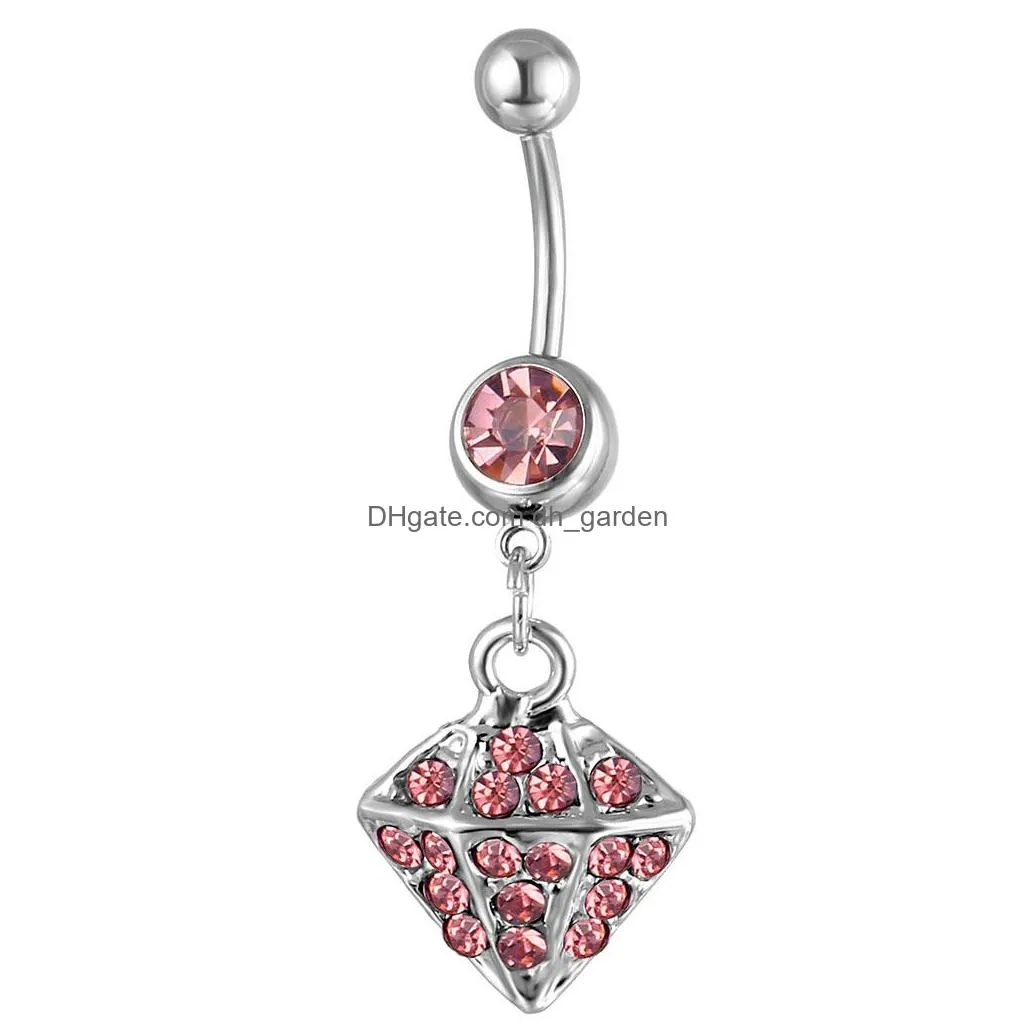 d0174 diamonds style belly navel button ring mix colors