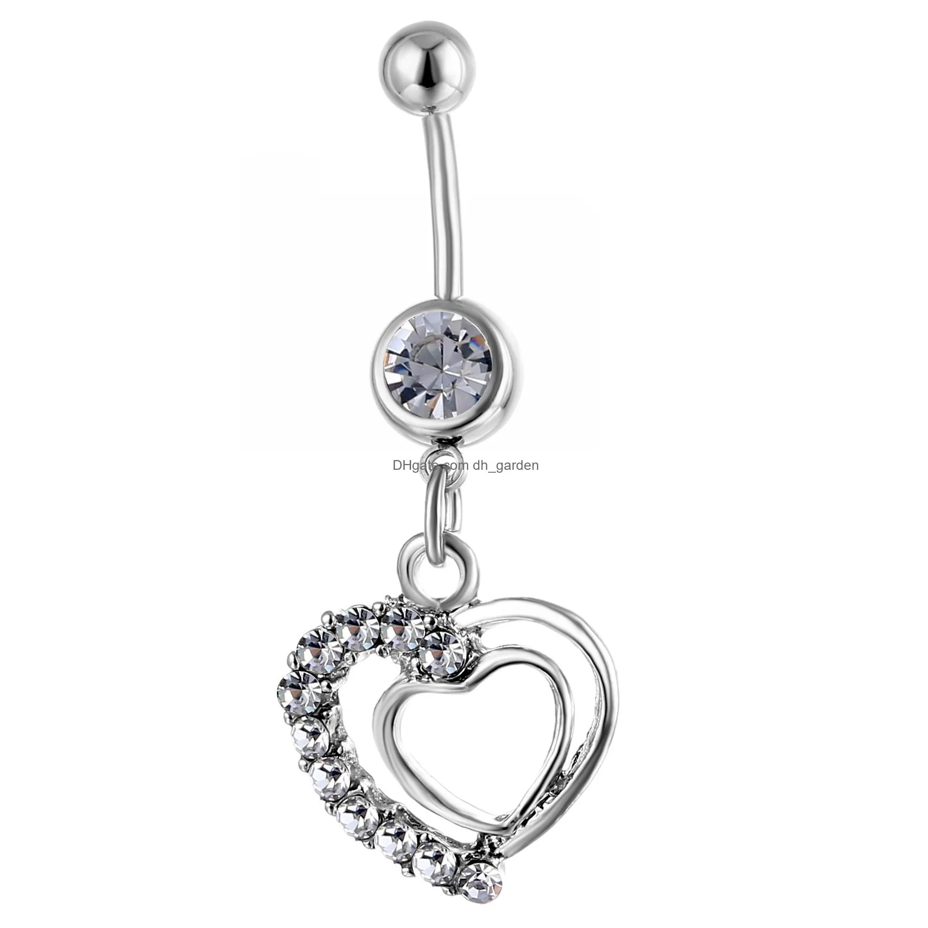 d0138 heart belly navel button rings mix colors