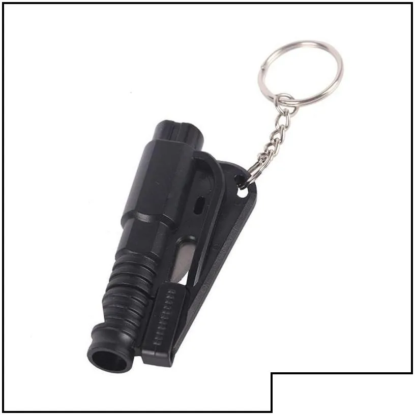 Keychains Lanyards Life Saving Hammer Key Chain Rings Portable Self Defense Emergency Rescue Car Accessories Seat Belt Window Brea