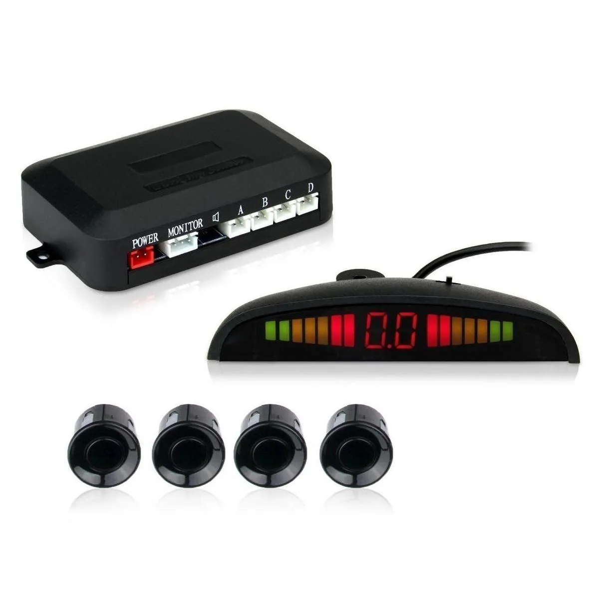 2020 update car parking rear reverse 4 sensors kit buzzer radar led display alarm system 