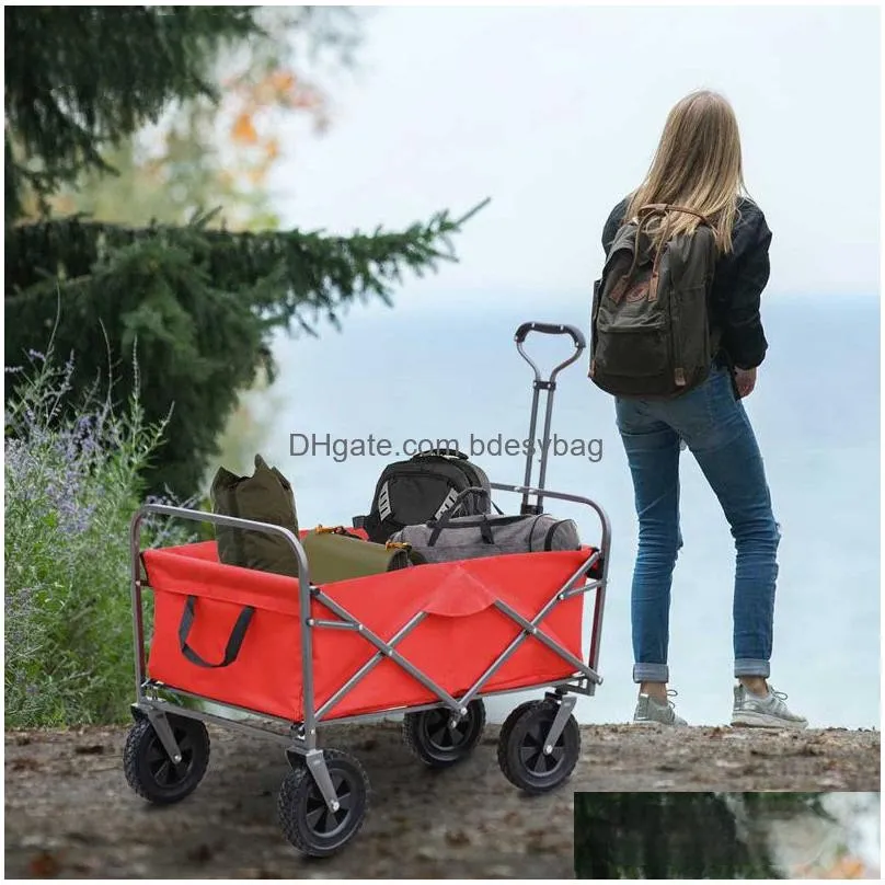 outdoor garden supplies red multipurpose micro collapsible beach trolley cart kraflo camping folding wagon