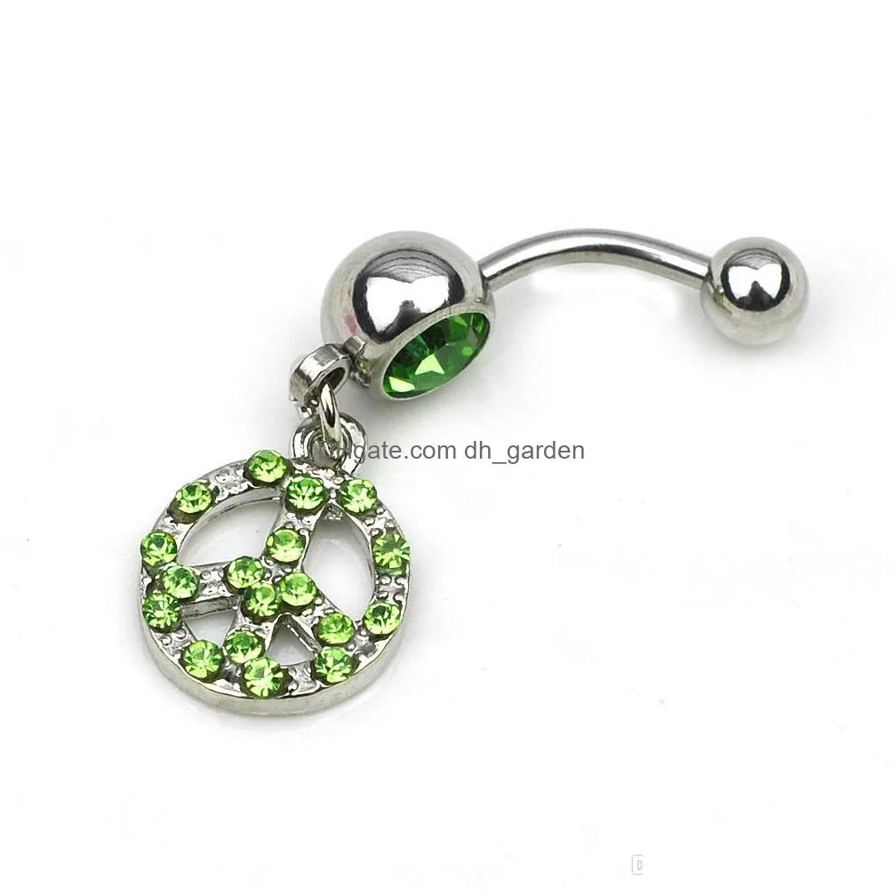 d0213 peace belly navel button ring mix colors