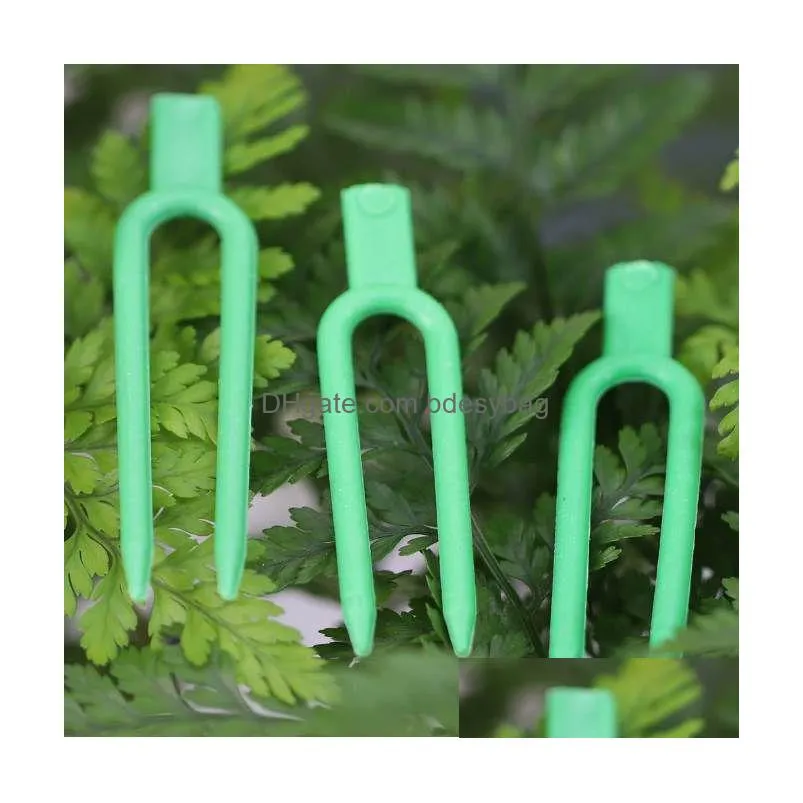 50pcs strawberry planting fork green stolon fixator watermelon vine pressing device garden plants fastening fixture clamp clips