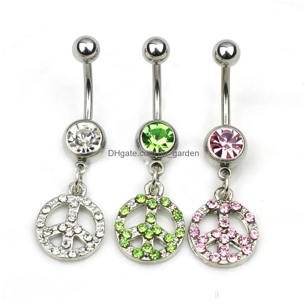 d0213 peace belly navel button ring mix colors