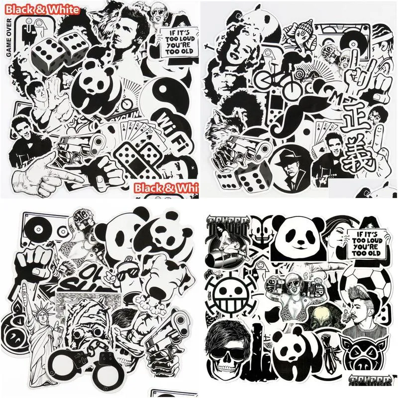 101 pcs black white sticker snowboard for ps4 ps5 car styling sleigh box luggage fridge toy vinyl decal home decor diy cool stickers