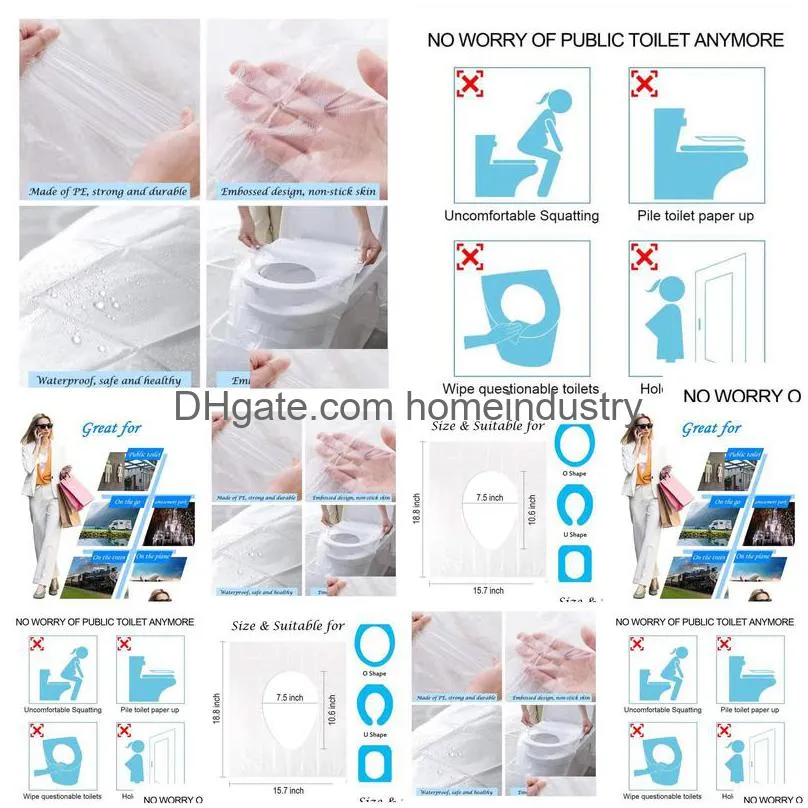 50pcs biodegradable disposable plastic toilet seat cover portable safety travel bathroom toilet paper pad bathrooms accessory set