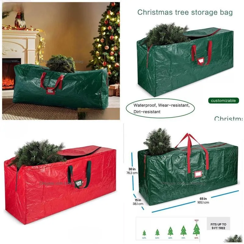 9 inch artificial christmas tree storage bag dual zippered waterproof long gift pe decomposition dust hanging box