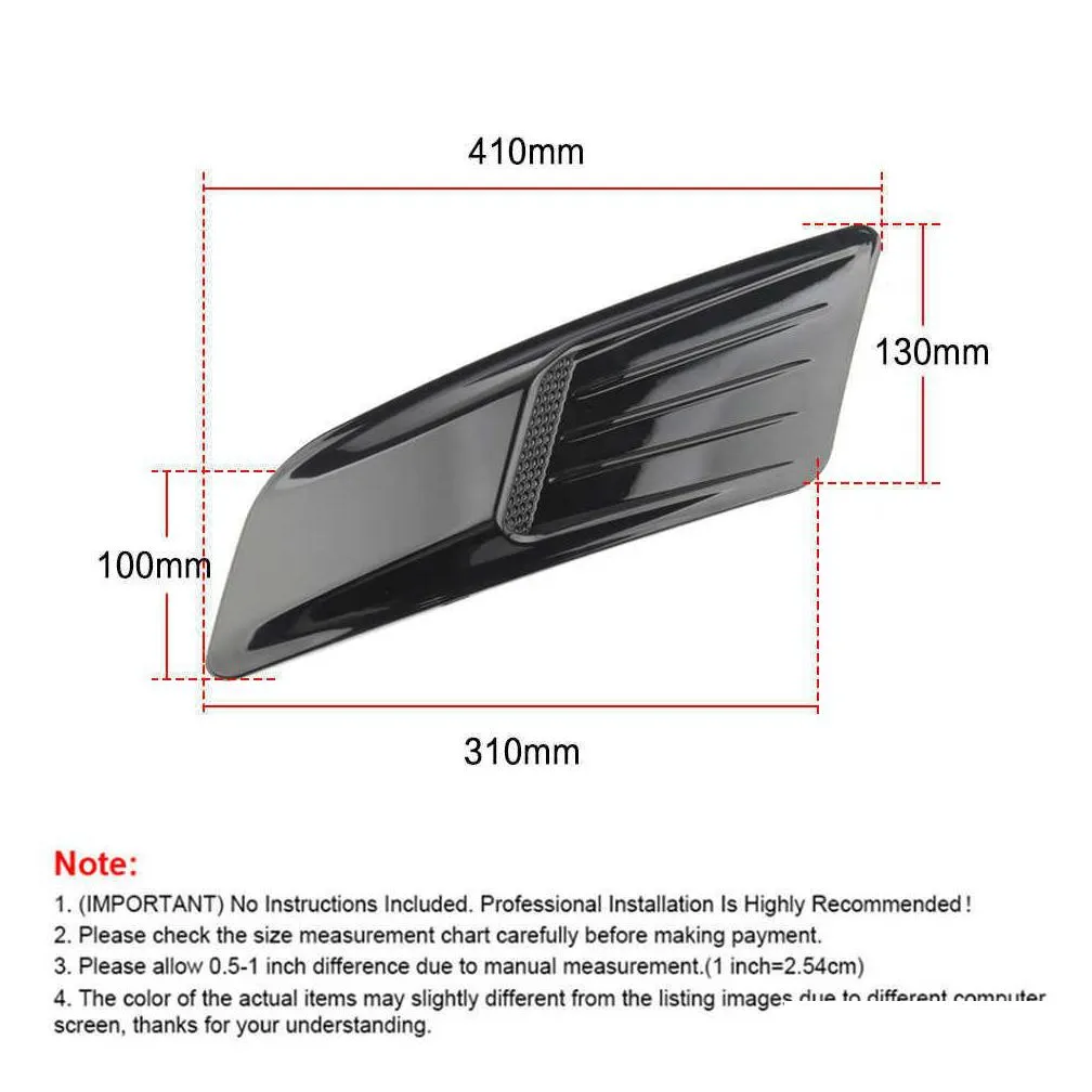 1 pair car exterior decoration car hood stickers black universal side air intake flow vent cover decorative carstyling car