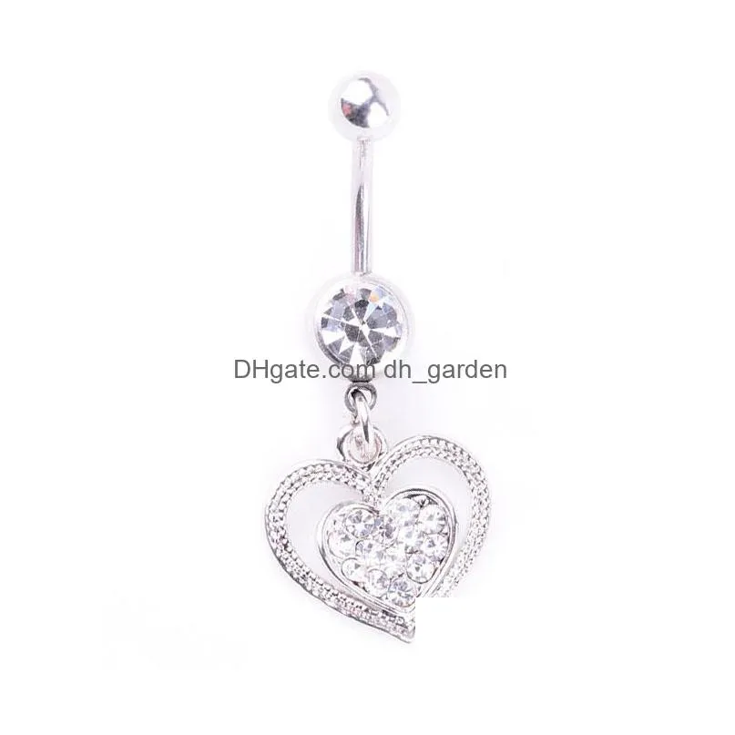 d0879 heart belly navel button ring mix colors
