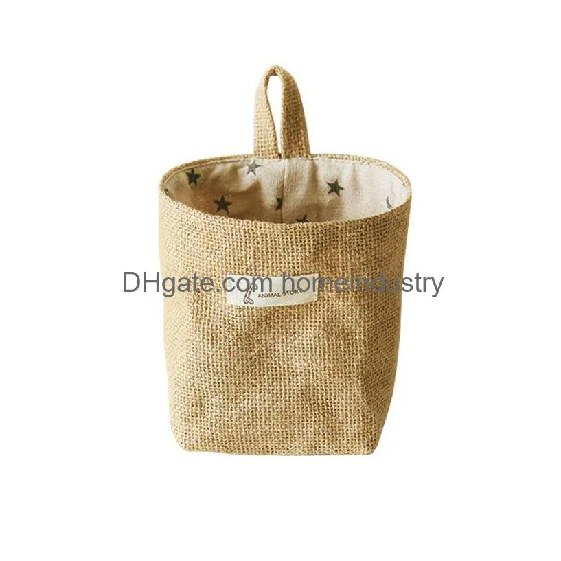 nordic style hanging wall pocket storage bags sack sundries organizer cosmetic organizers cotton linen toy storage