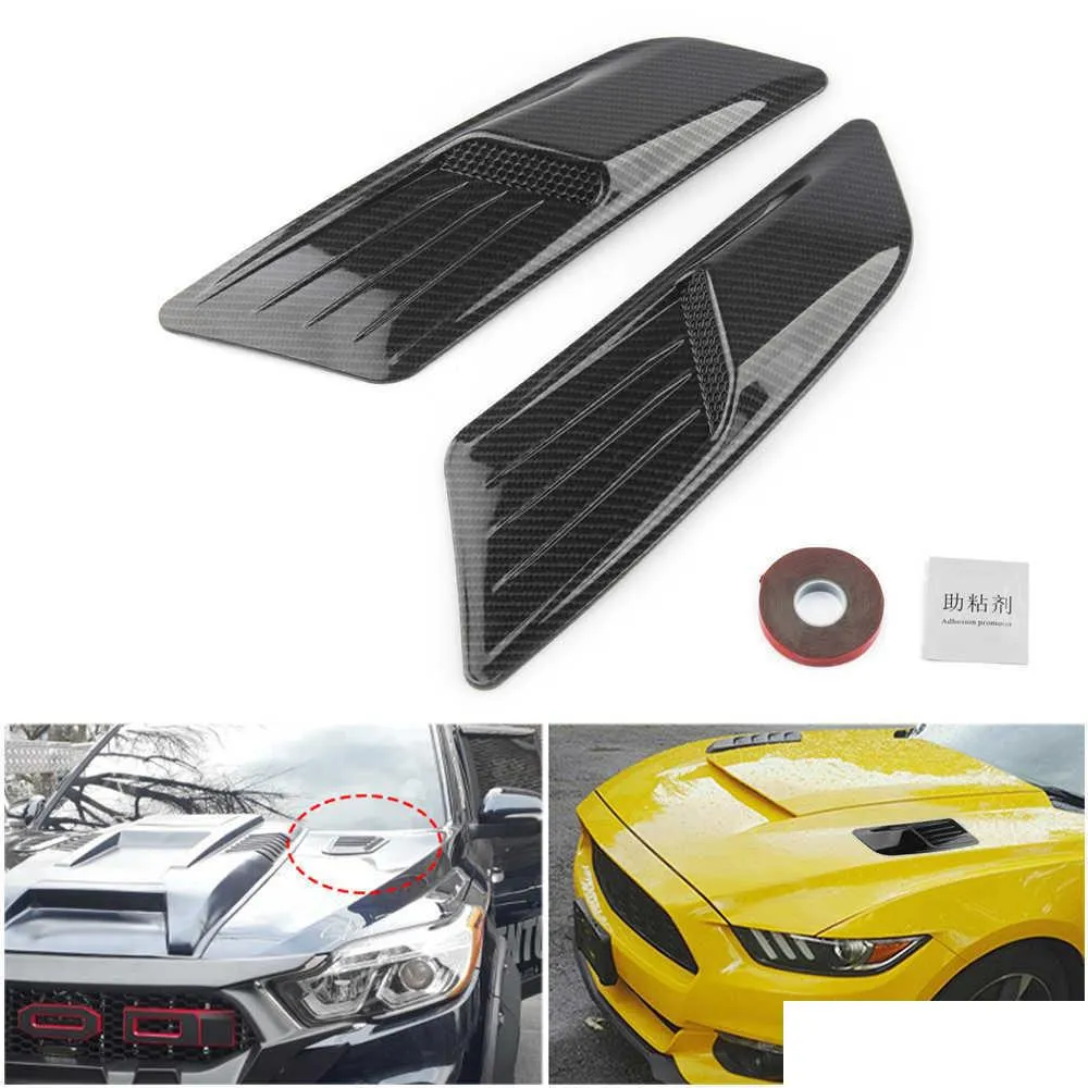 1 pair car exterior decoration car hood stickers black universal side air intake flow vent cover decorative carstyling car