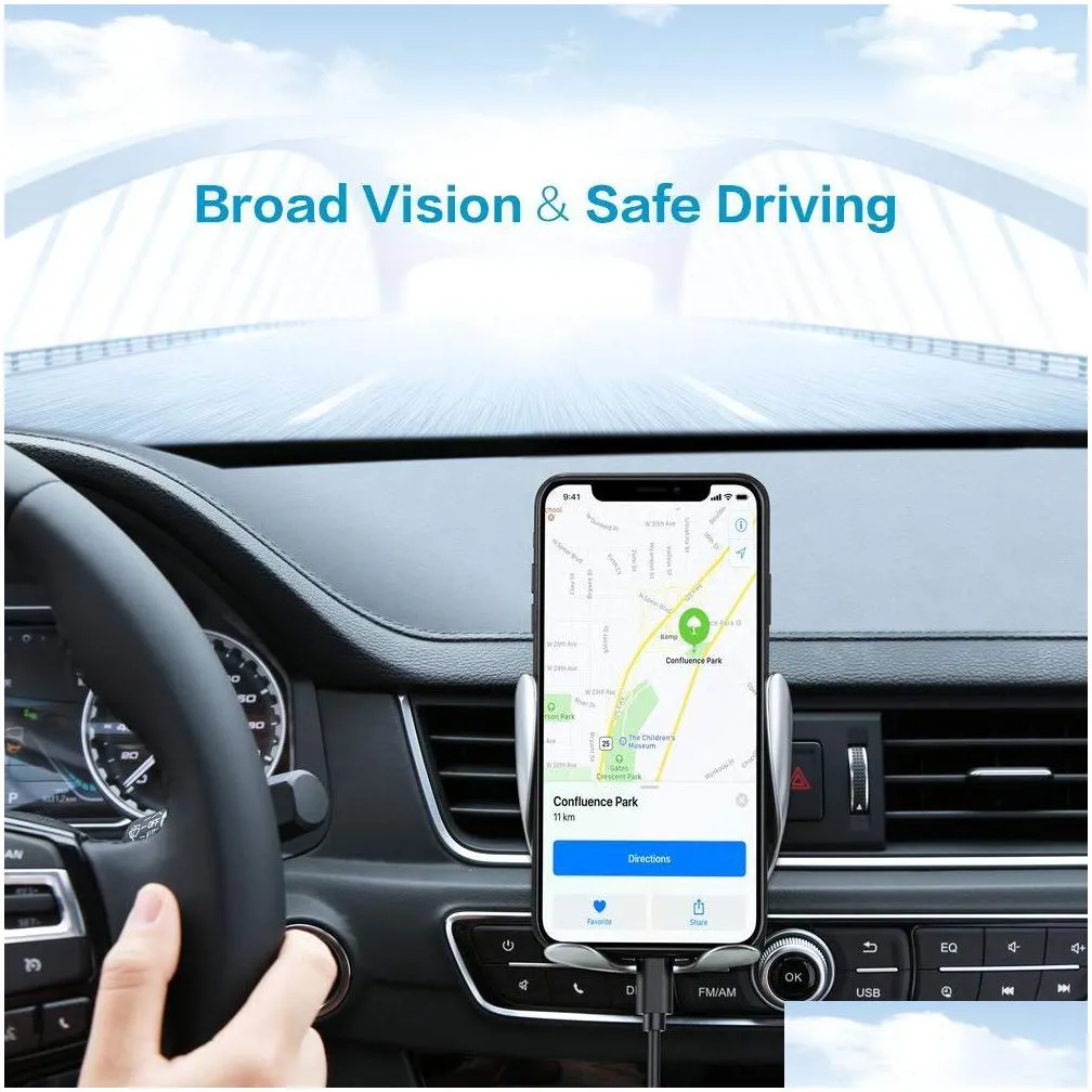 s5 qi wireless car  10w fast charging smart sensor phone holder cell phone automatic clamping car mount wireless 