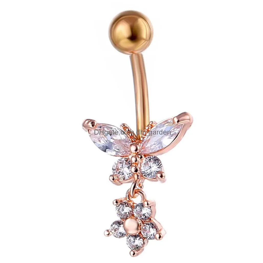 d1043 zircon butterfly belly navel stud mix colors