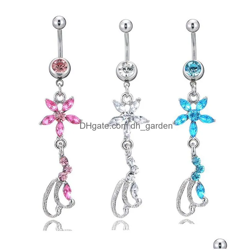 d0137 flower belly navel button ring mix colors