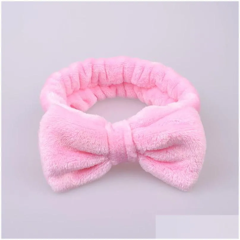 pure color coral fleece wash face bow hairbands for women girls headbands headwear hair bands turban hair accessories