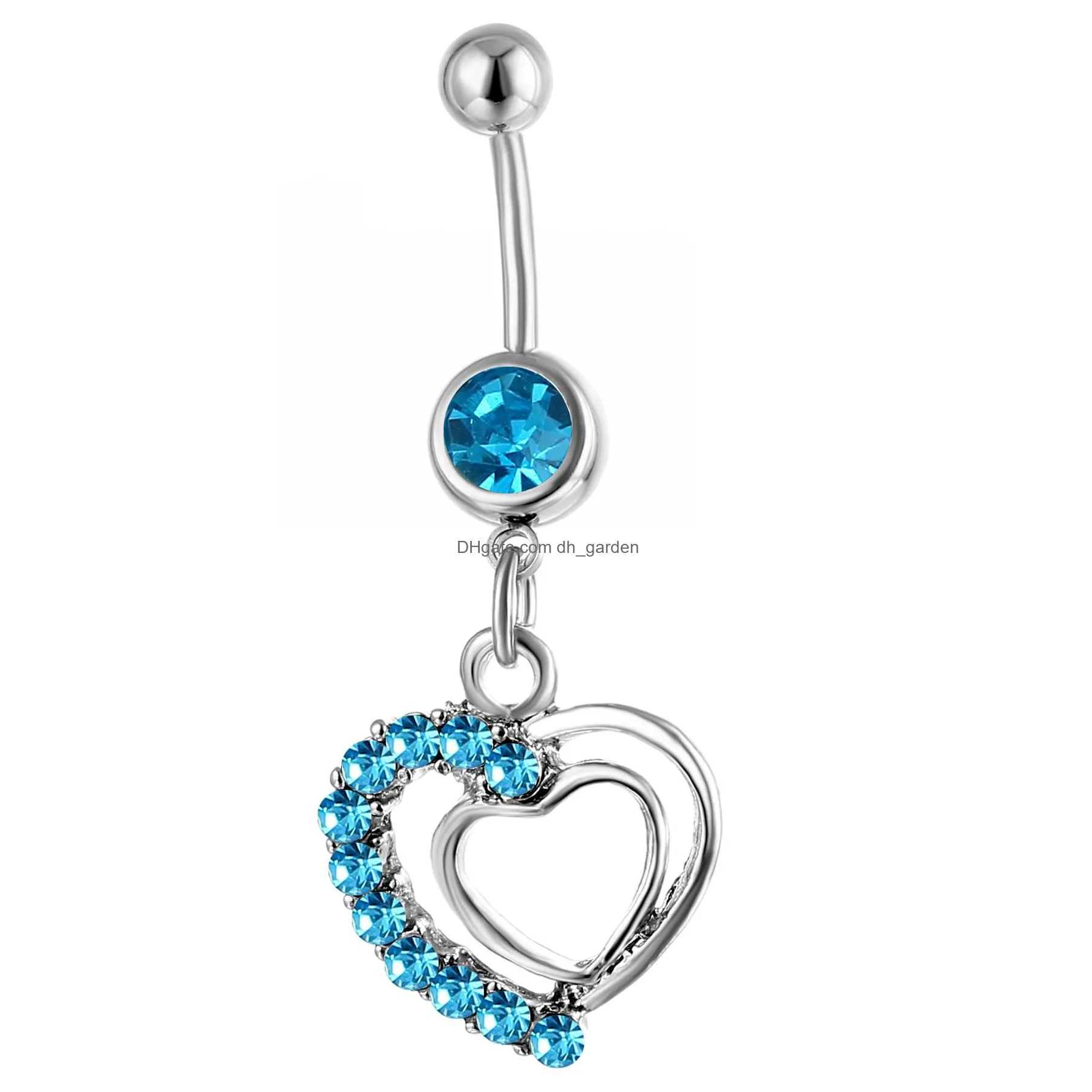 d0138 heart belly navel button rings mix colors
