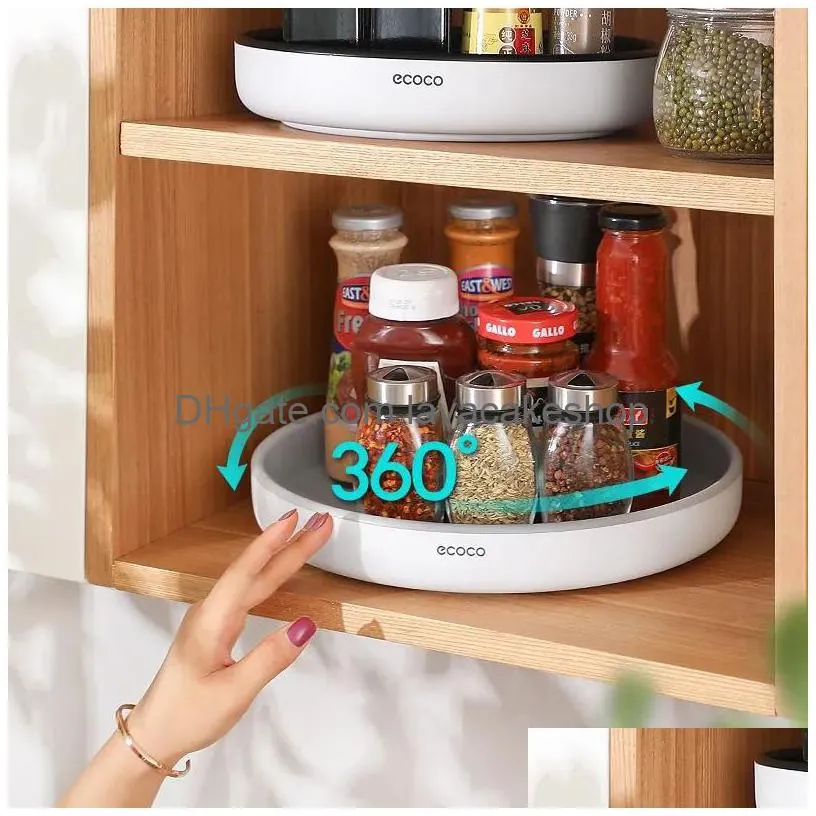 360ﾰ 25cm rotating spice rack organizer seasoning holder kitchen storage tray lazy susans home supplies for bathroom