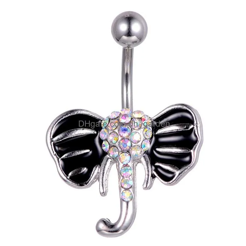 d0677 clear color nice belly ring owl style with piercing body jewelry 14ga 10 mm length