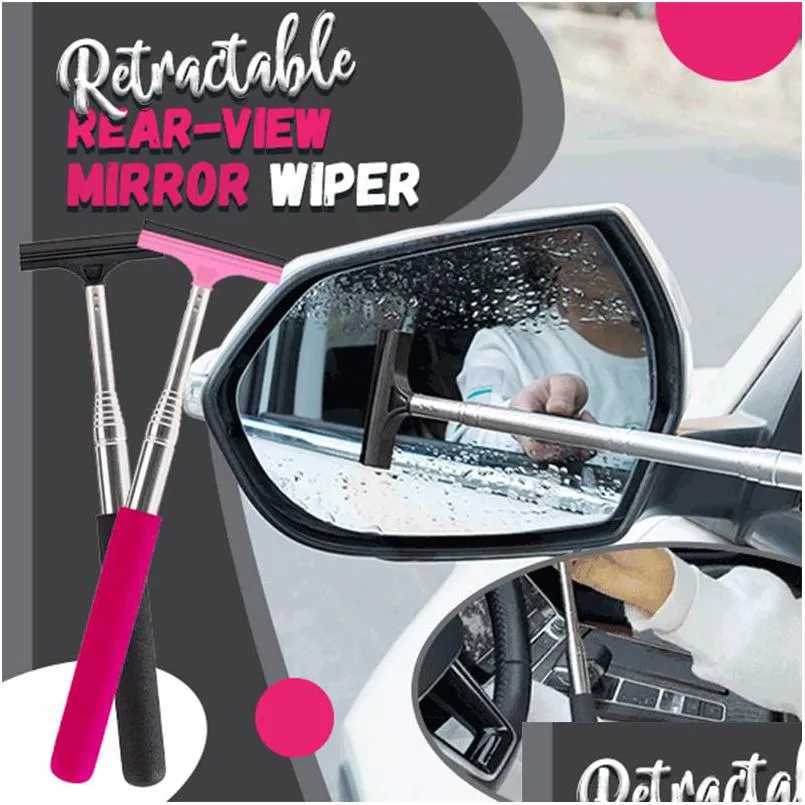  1pcs portable retractable rearview mirror wiper quickly wipe water water mist and dirt for auto glass cleaning tool
