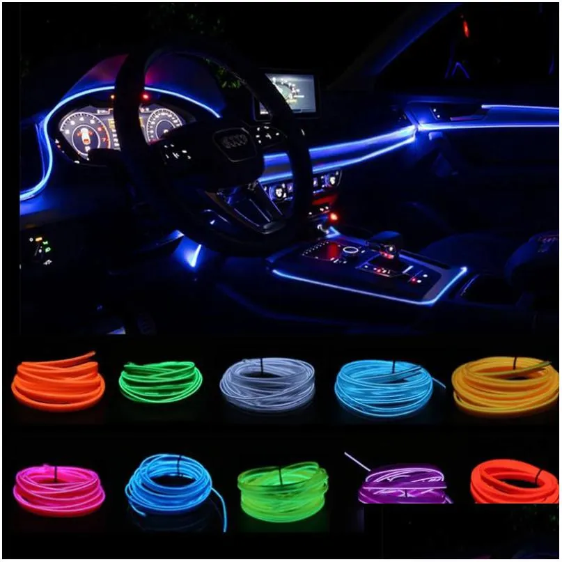 car el wire led light interior ambient led strip neon lighting garland wire rope tube decoration flexible tube colors auto lamp