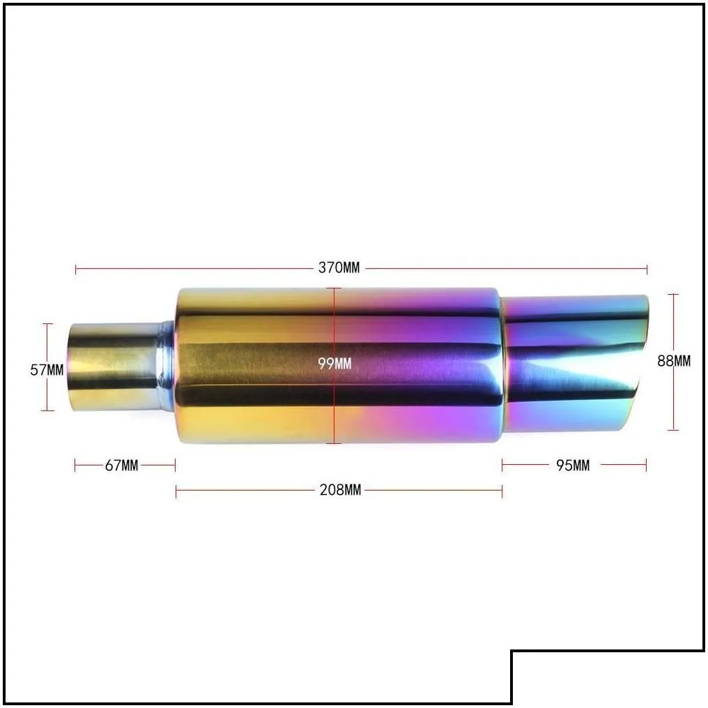 Muffler Car Exhaust Mufflers Grilled Neo Chrome 304 Stainless Steel Pipe Racing Muffler Tip RsCr1002Nm Blue Drop Delivery 2022 Mobi