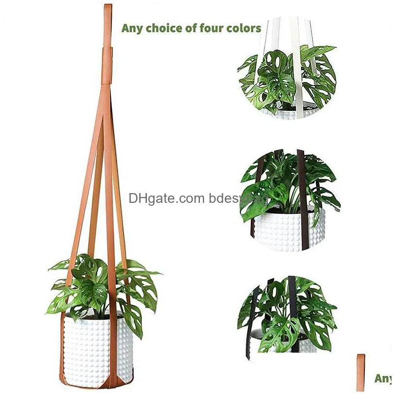 garden supplies other 30 inch leather plant hangers hanging planter flower pot holder home decor for indoor plants cactus succulent