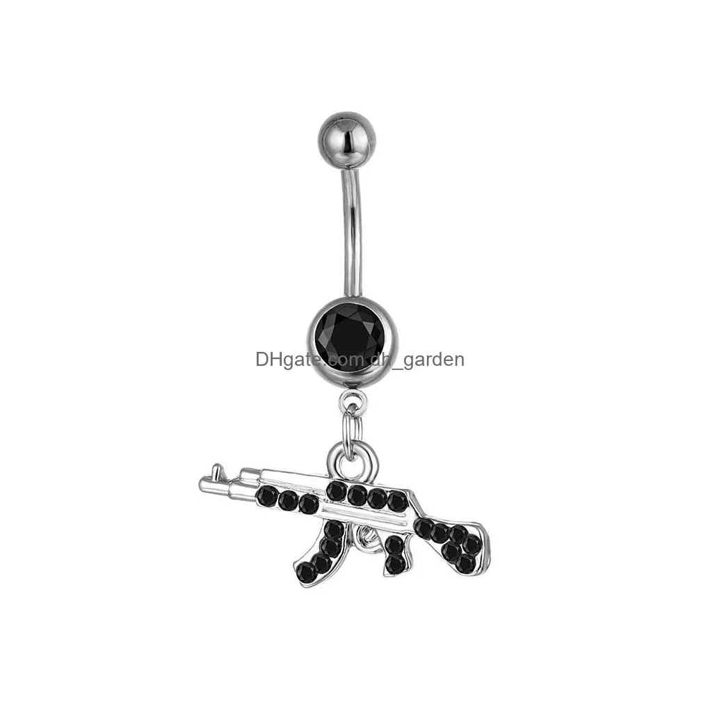 d0081 gun belly navel button ring mix colors