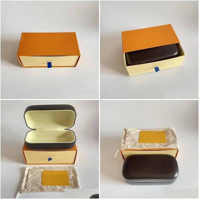 designer box case for sunglasses eyeglasses protective eyewear accessories packaging classic yellow brown leather hard cases