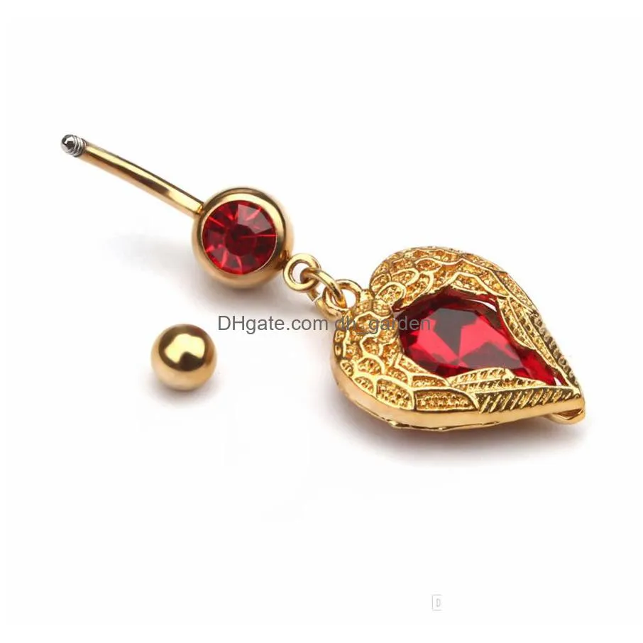 d0622 1 color heart navel button ring red hot selling piercing body jewlery