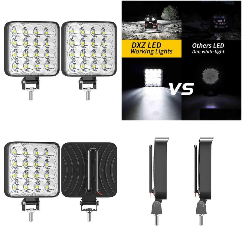 mini 16 led 48w work light lamp square spotlight 12v 24v offroad bar 4x4 4wd for truck car suv atv headlight auto