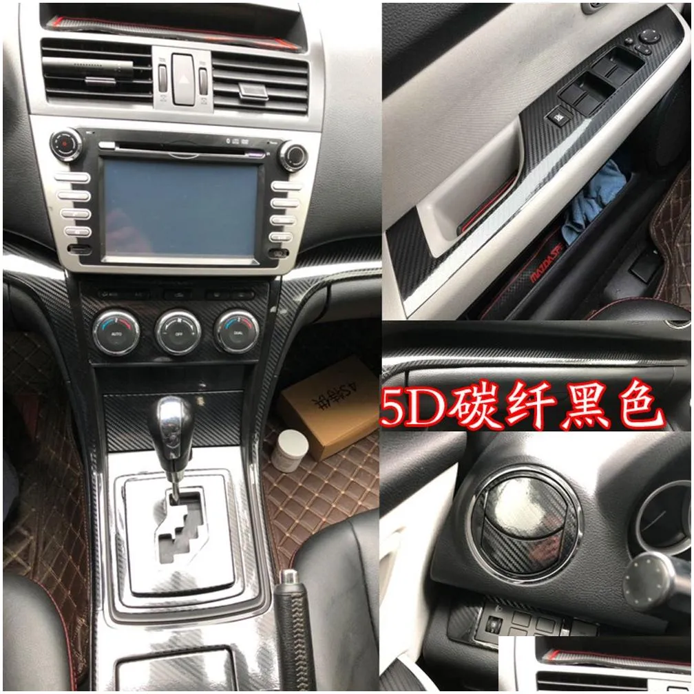 for mazda 6 20082015 interior central control panel door handle 5d carbon fiber stickers decals car styling accessorie