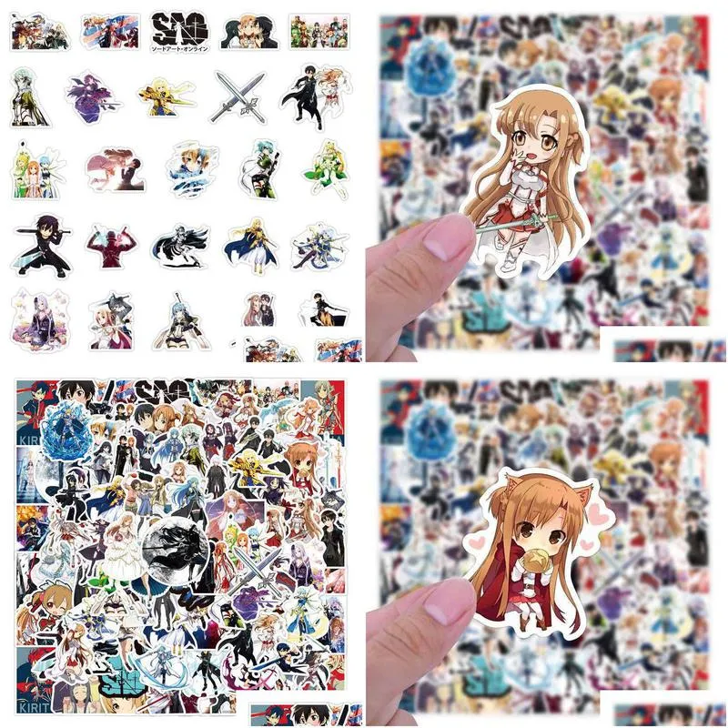 sword art online 10/50/100pcs stickers decal for diy laptop suitcase car trunk skateboard guitar motorcycle anime sticker car