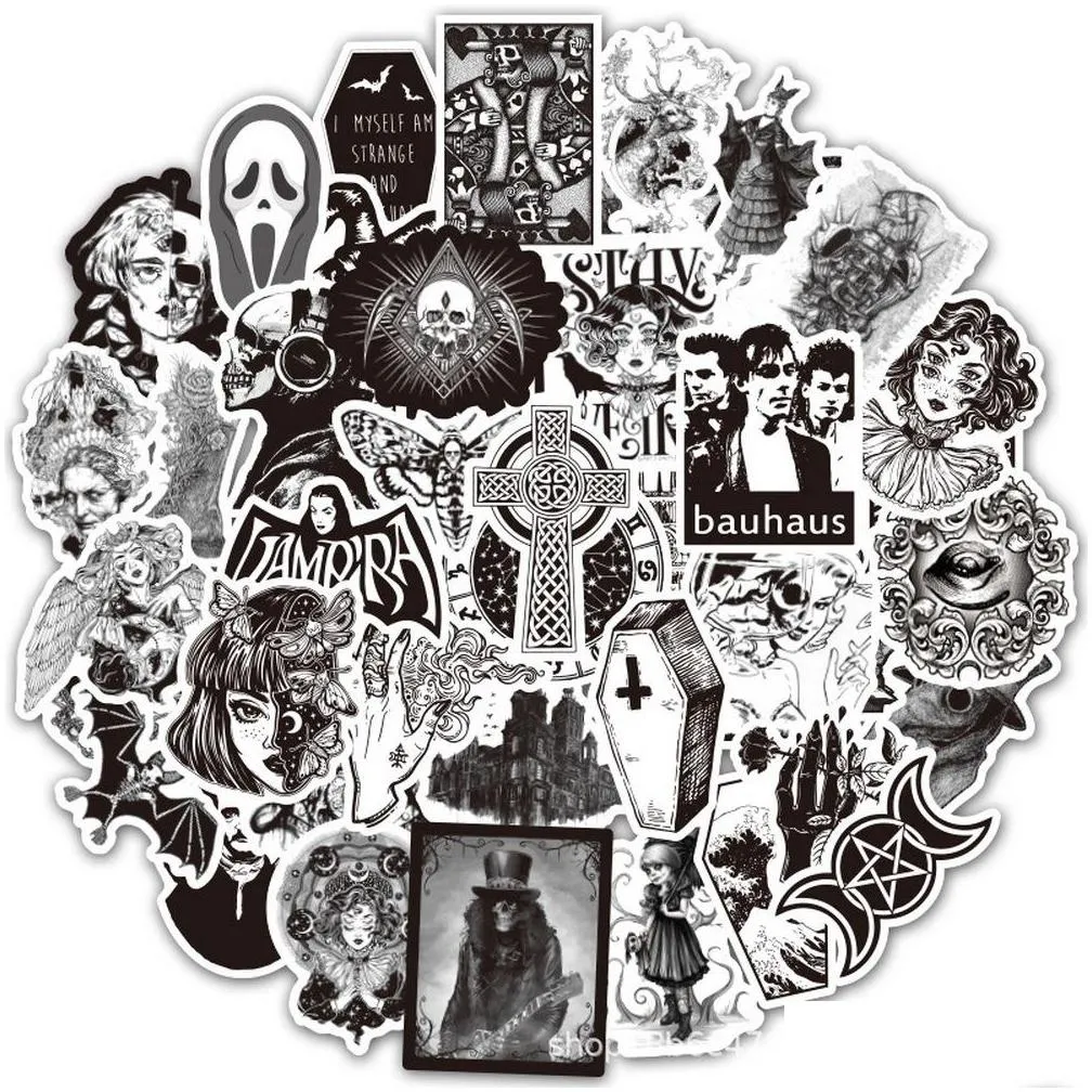 waterproof sticker 50 pcs gothic graffiti stickers witch skull demon horror devil series collections vinyl decals diy laptop guitar sticker bomb car