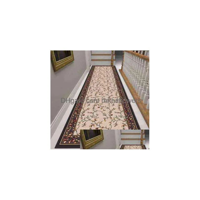 floral print balcony corridor carpets for living room doorway kitchen rug flannel nonslip home bedroom carpet floor area 220110