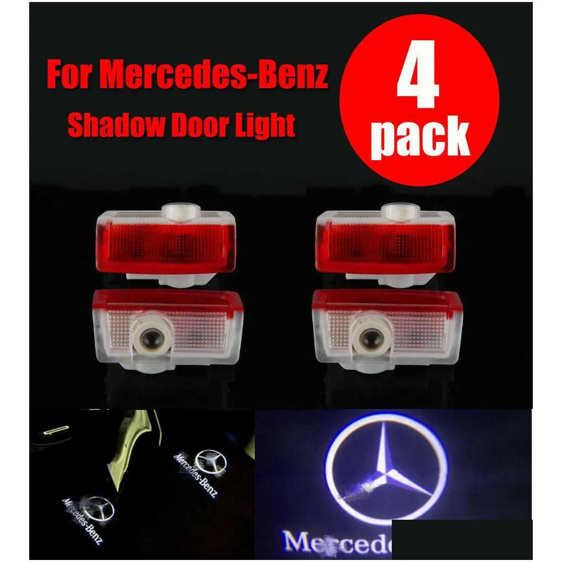  4pcs led car door light for mercedes benz w212 w205 w213 c204 w166 ml gl glc gle gls amg logo welcome light lamp