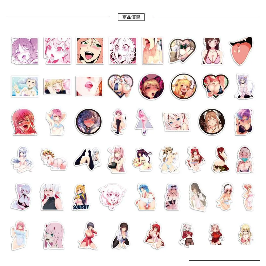 50pcs car sticker anime hentai sexy pinup bunny girl waifu decal stickers pack suitcase laptop car truck waterproof girl toys