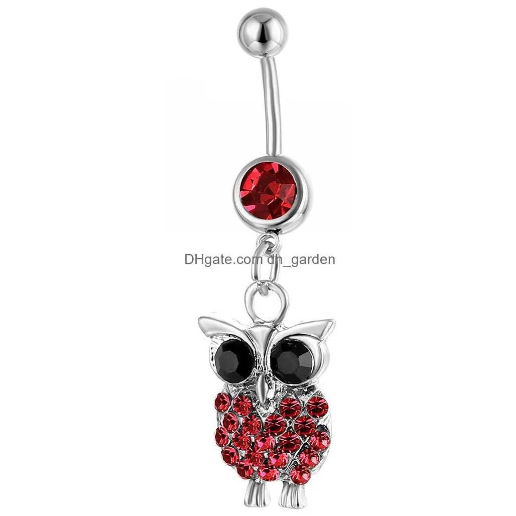 d0037 owl animal belly navel button ring mix colors