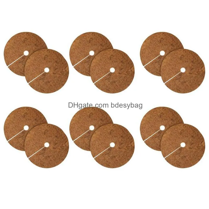 other garden supplies 12 pcs 118inch coco coir fiber tree mulch ring protector mat liner mat for disc plant cover flower pot