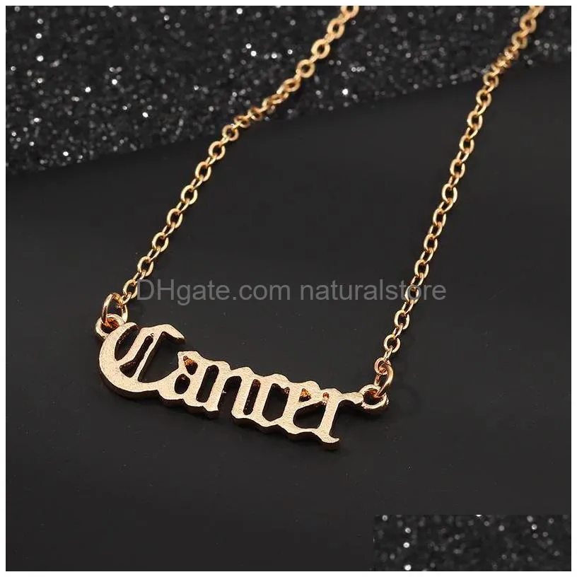 vintage zodiac letter necklaces for women personalized 12 constellation sign pendant gold chains choker fashion jewelry gift