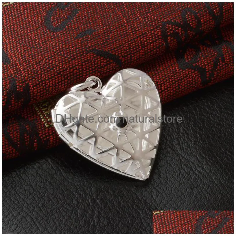 925 sterling silver photo heart love hollow lockets necklace cz diamond  oils diffuser locket snake chain for women fashion