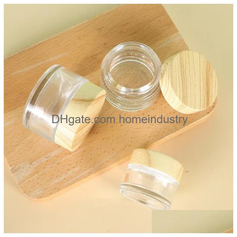 wholesale wood grain cover cream bottle transparent glass face cream sub packed empty bottls