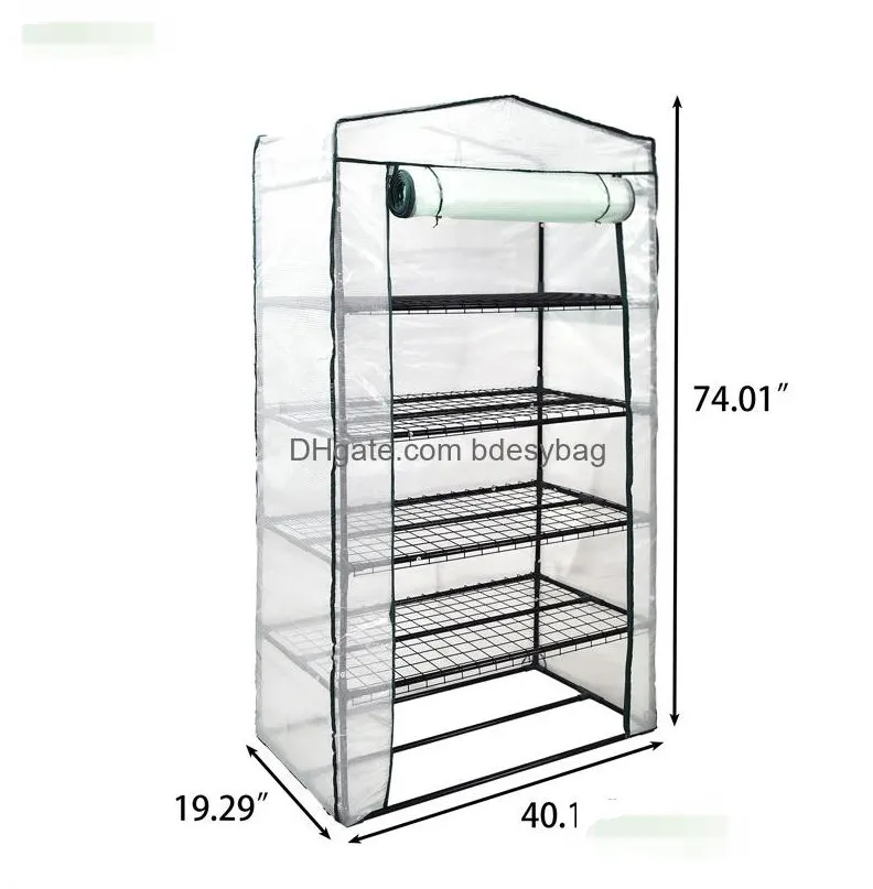 4 tier mini greenhouse for outdoor indoor with strong reinforced pe cover metal frame rollup zipper door weatherproof sturdy easy to assemble 40.16 x 19.29 x