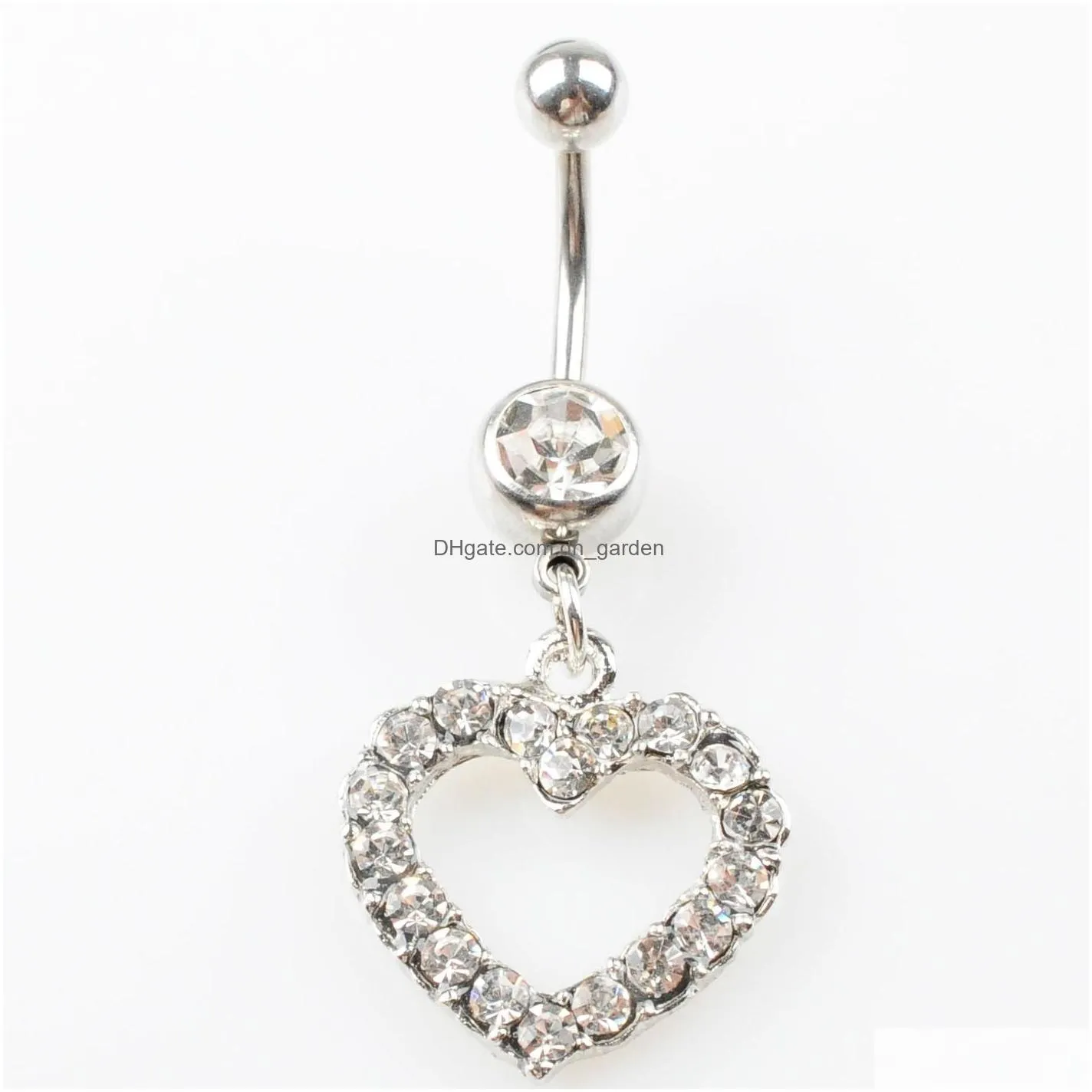 d0045 4 colors heart style navel rings belly button body piercing jewelry dangle accessories fashion charms10pcs/lot jfb3245