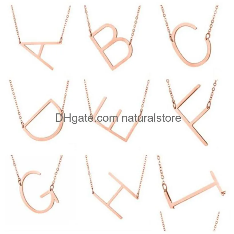 new 26 initial letter necklace for women gold silver rose gold personalized alphabet pendant chains fashion jewelry in bulk